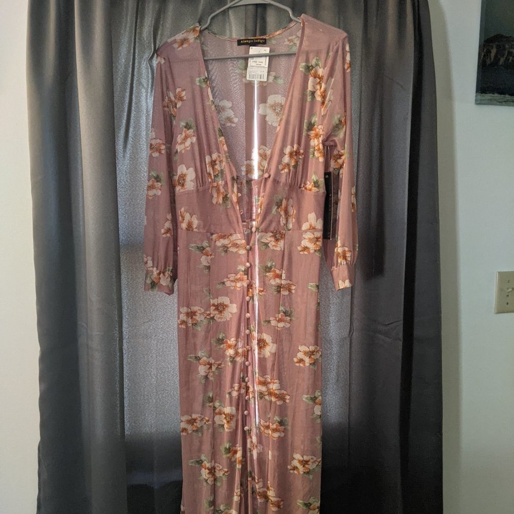 ALWAYS INDIGO WOMENS LONG DRESS SZ L BRAND NEW WITH TAG